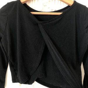 Black crop top with open back